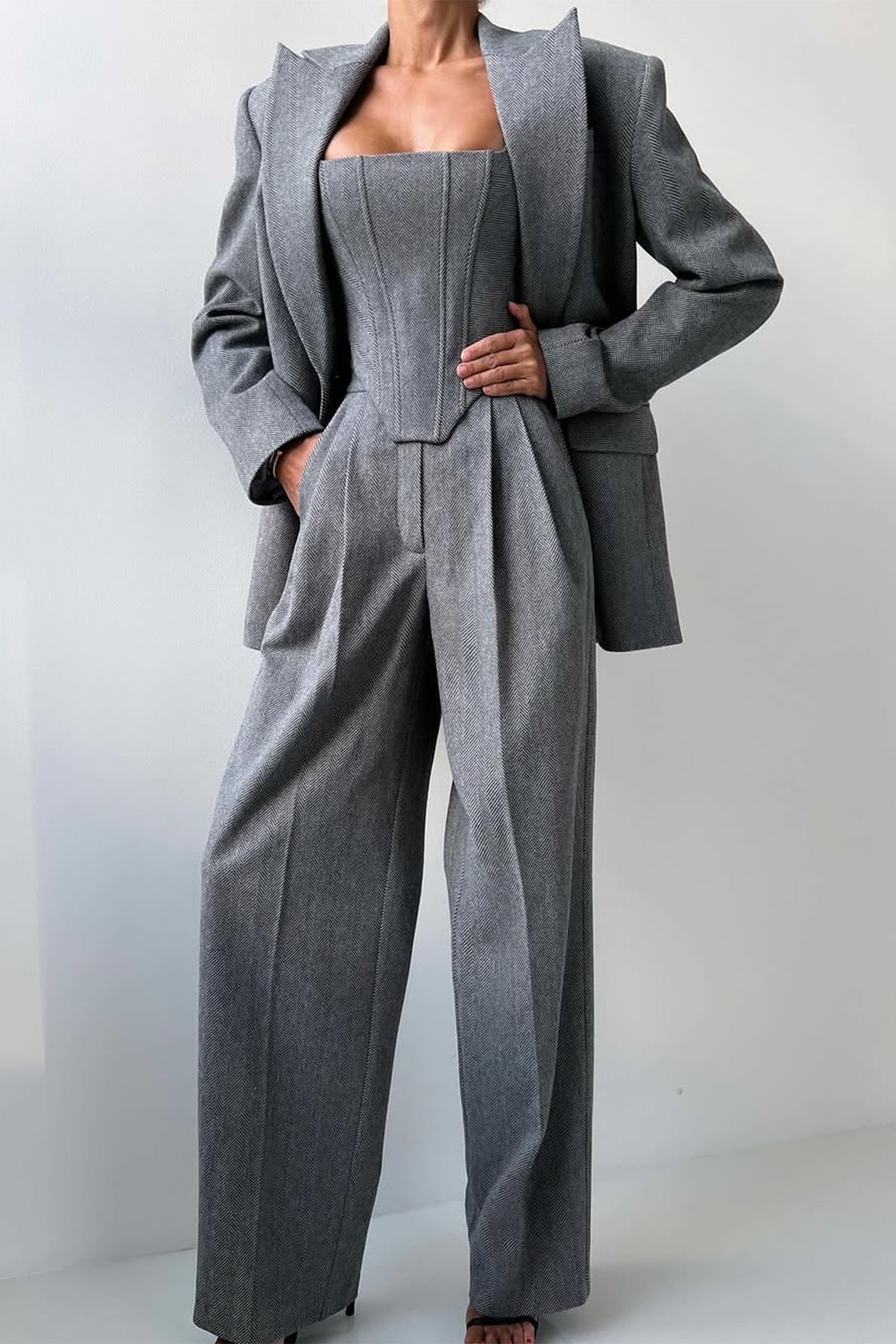 Dolce | Dreiteiliges Set mit doppelreihigem Blazer